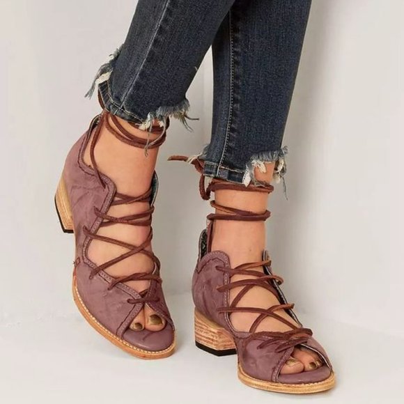 Freebird by Steven Shoes - Freebird by Steven | Peace Genuine Leather Lace Up Sandals | Purple | Size 8